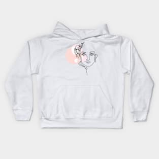 abstract lady, line art woman Kids Hoodie